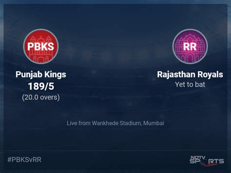 Punjab Kings vs Rajasthan Royals live score over Match 52 T20 .